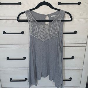 AE - Embroidered Grey Sleeveless Top